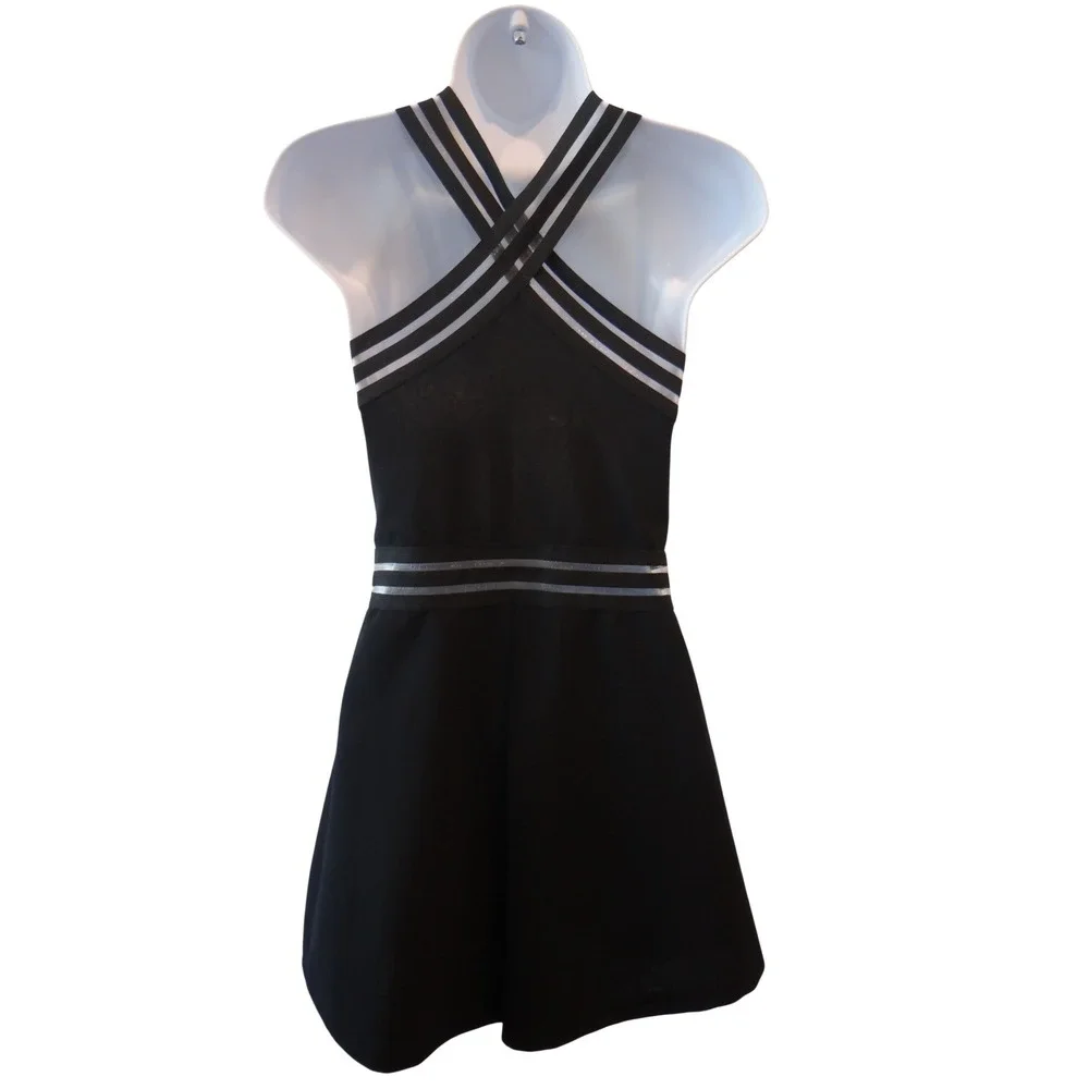 Black Halter Neck Romper Mesh Trim Cutout‎ Detail